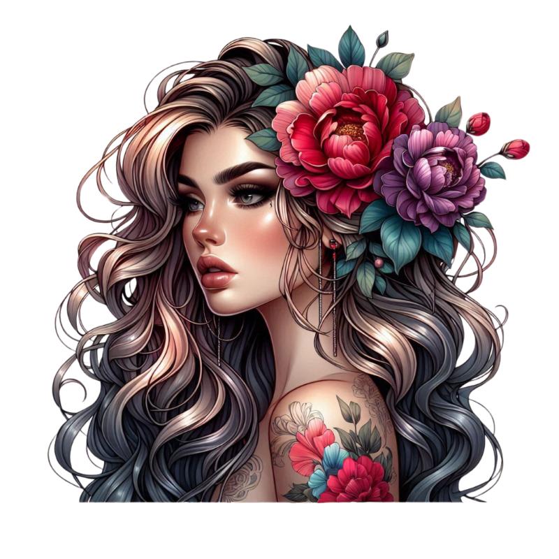 Heat transfers Iron on stickers  Tattoo girl 76 for Tshirts Iron on Decal Patches Stickers Clothes Hat Pillows DIY Crafts