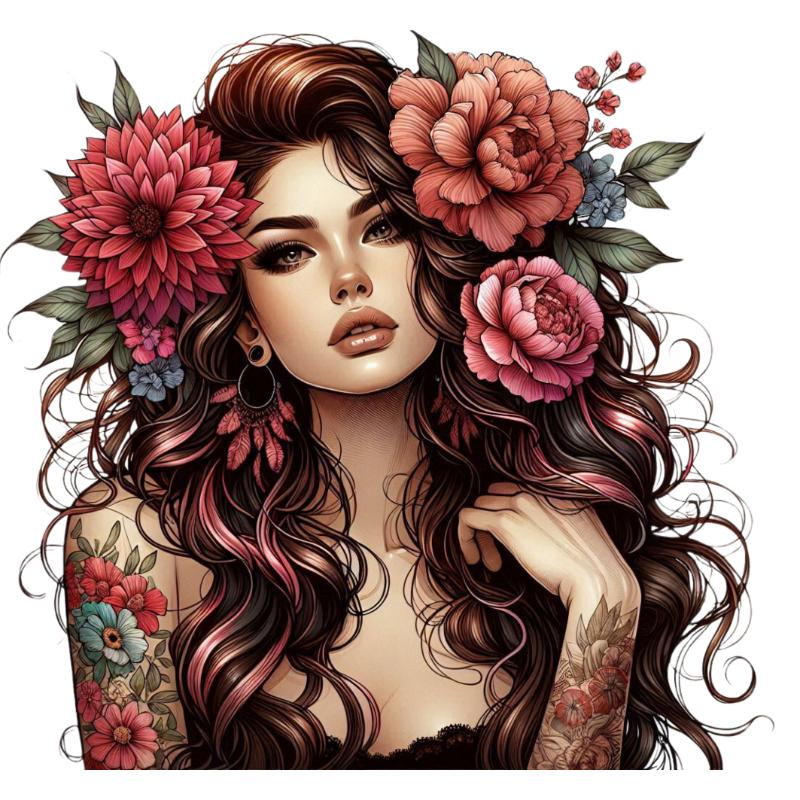 Heat transfers Iron on stickers  Tattoo girl 75 for Tshirts Iron on Decal Patches Stickers Clothes Hat Pillows DIY Crafts