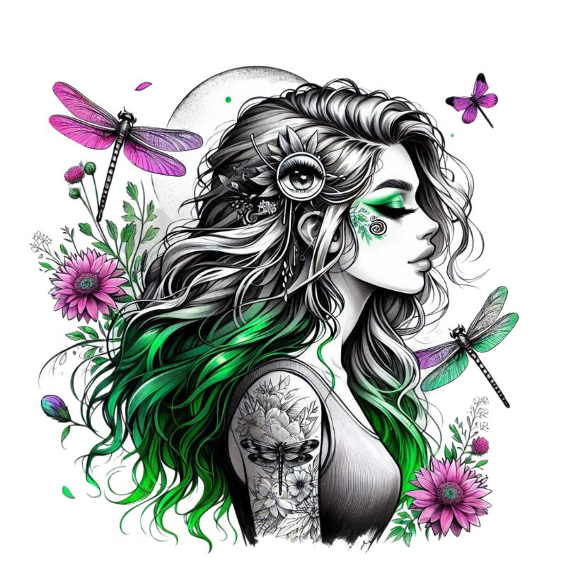 Heat transfers Iron on stickers  Tattoo girl 73 for Tshirts Iron on Decal Patches Stickers Clothes Hat Pillows DIY Crafts