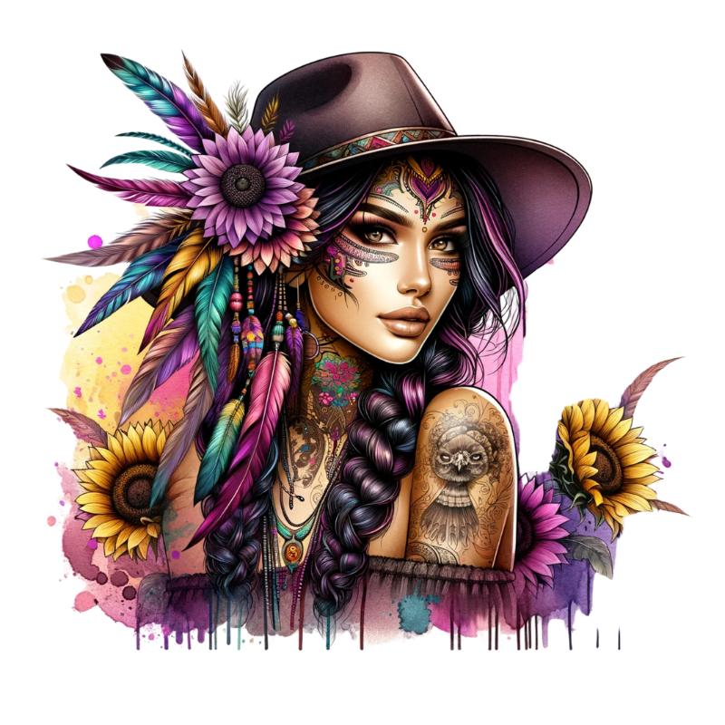 Heat transfers Iron on stickers  Tattoo girl 58 for Tshirts Iron on Decal Patches Stickers Clothes Hat Pillows DIY Crafts