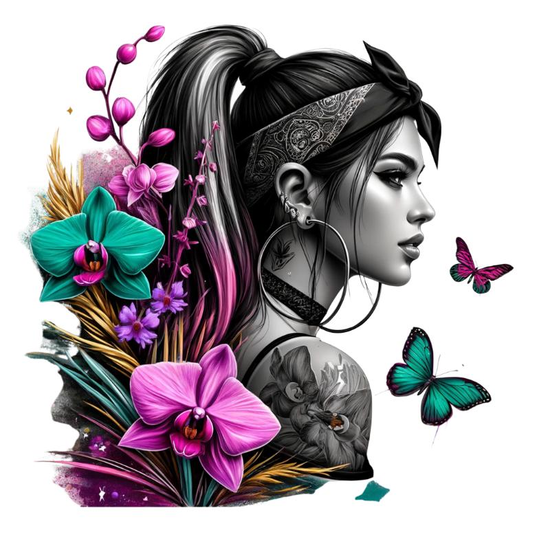 Heat transfers Iron on stickers  Tattoo girl 57 for Tshirts Iron on Decal Patches Stickers Clothes Hat Pillows DIY Crafts