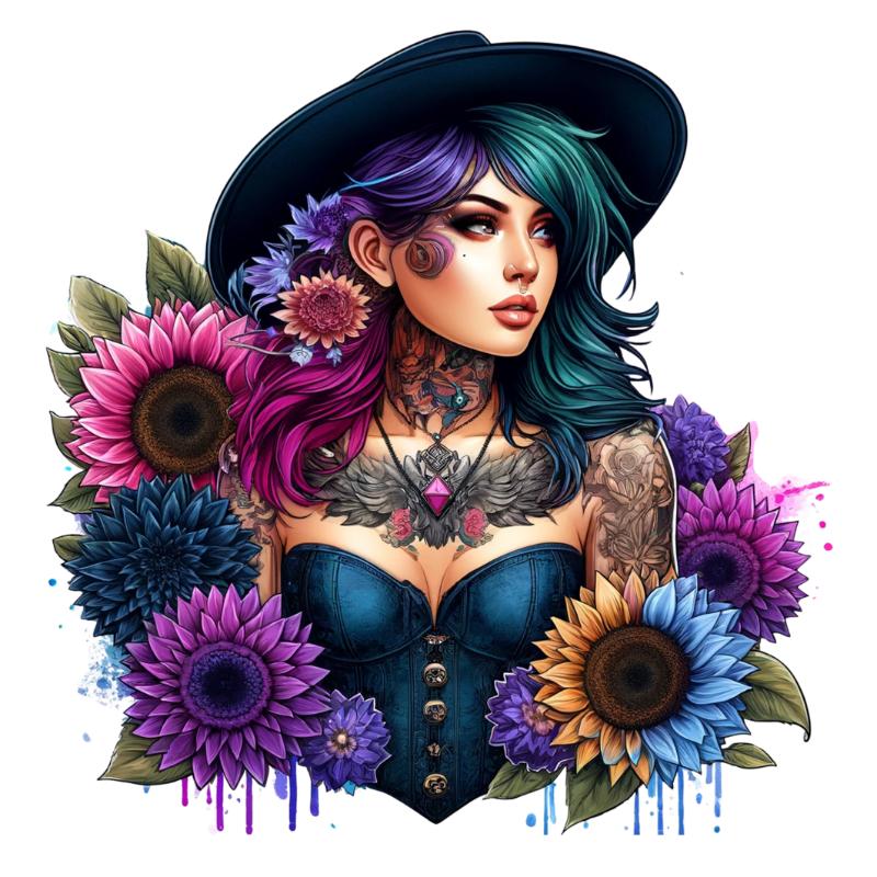 Heat transfers Iron on stickers  Tattoo girl 50 for Tshirts Iron on Decal Patches Stickers Clothes Hat Pillows DIY Crafts