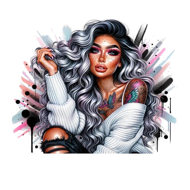 Heat transfers Iron on stickers  Tattoo girl 47 for Tshirts Iron on Decal Patches Stickers Clothes Hat Pillows DIY Crafts