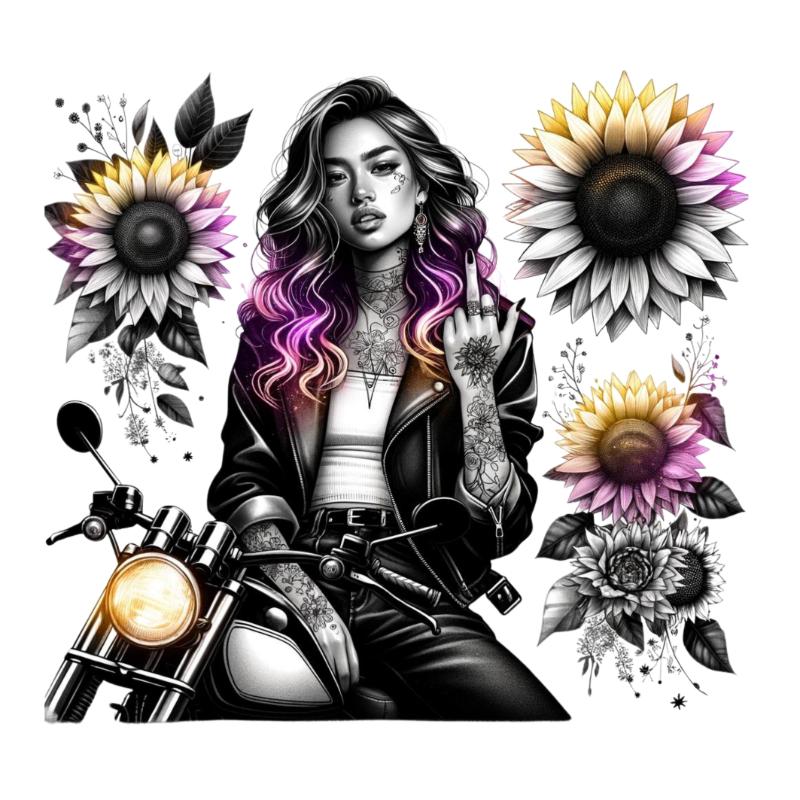 Heat transfers Iron on stickers  Tattoo girl 32 for Tshirts Iron on Decal Patches Stickers Clothes Hat Pillows DIY Crafts