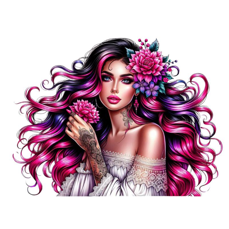 Heat transfers Iron on stickers  Tattoo girl 22 for Tshirts Iron on Decal Patches Stickers Clothes Hat Pillows DIY Crafts