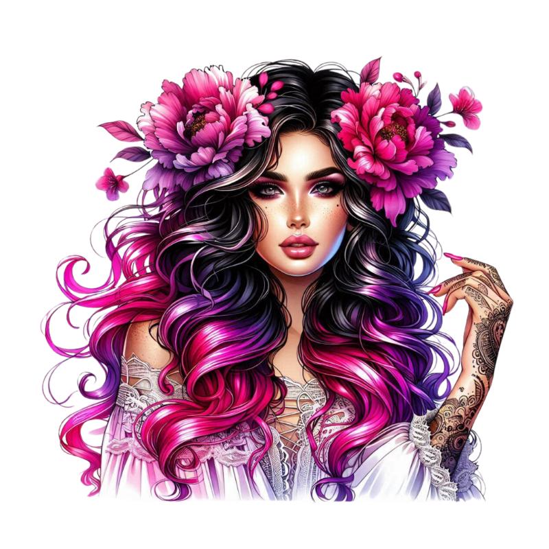 Heat transfers Iron on stickers  Tattoo girl 21 for Tshirts Iron on Decal Patches Stickers Clothes Hat Pillows DIY Crafts