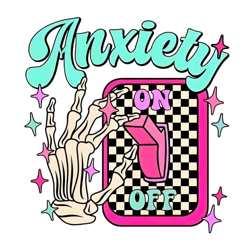 Heat transfers Iron on stickers  anxiety 18 for Tshirts Iron on Decal Patches Stickers Clothes Hat Pillows DIY Crafts