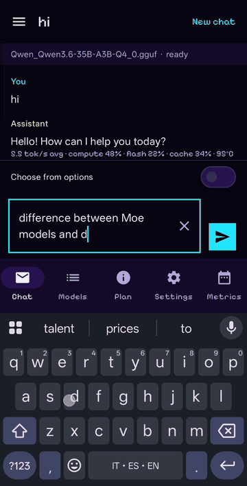 Qwen3.6-35B-A3B generating an answer on a 12 GB Android phone, in real time.