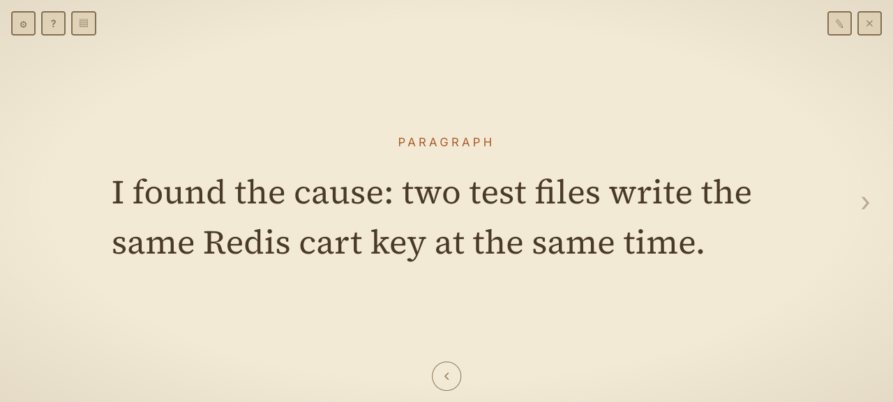 Step mode showing one sentence