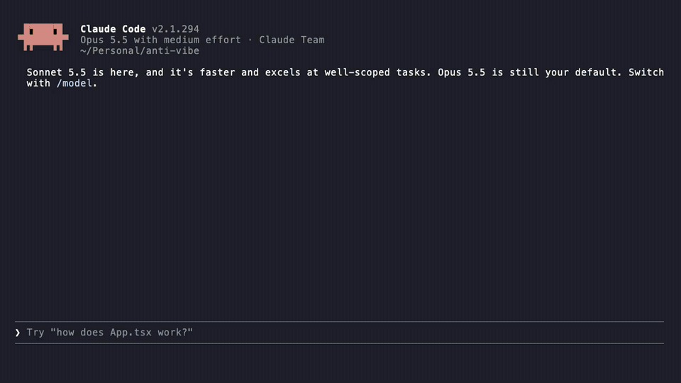 Claude Code writes a long answer, sends it to Anti-Vibe, and it