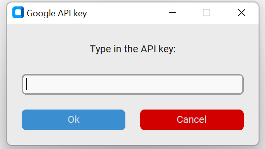 Google API key dialog