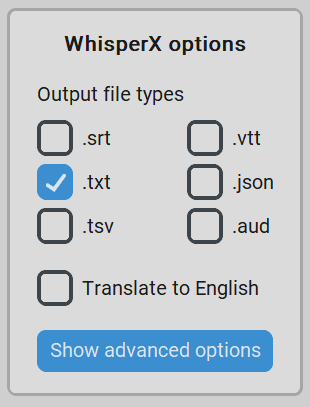 WhisperX options
