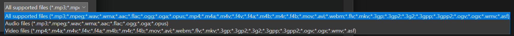 Supported files
