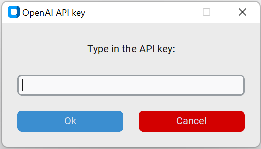 OpenAI API key dialog