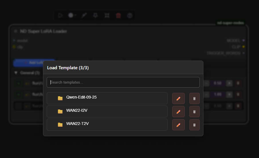 Template browser and quick actions