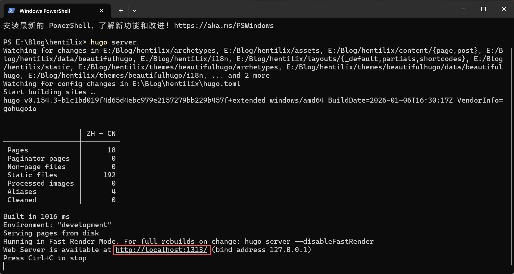 hugo server
