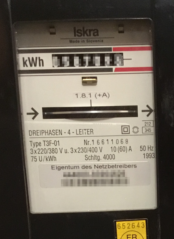 Foto eines Kilowattstundenzählers