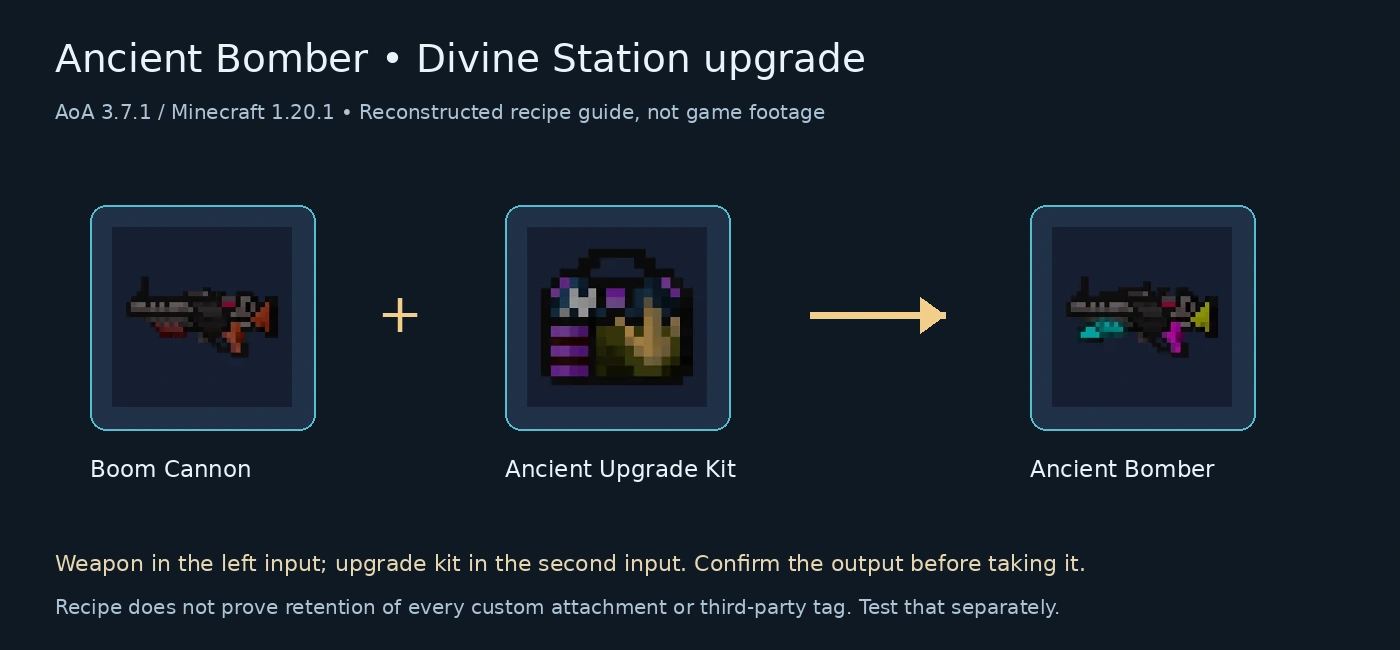 Reconstructed Ancient Bomber upgrade recipe