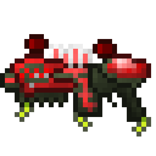 Actual released Apoco Rifle sprite, nearest-neighbor enlarged