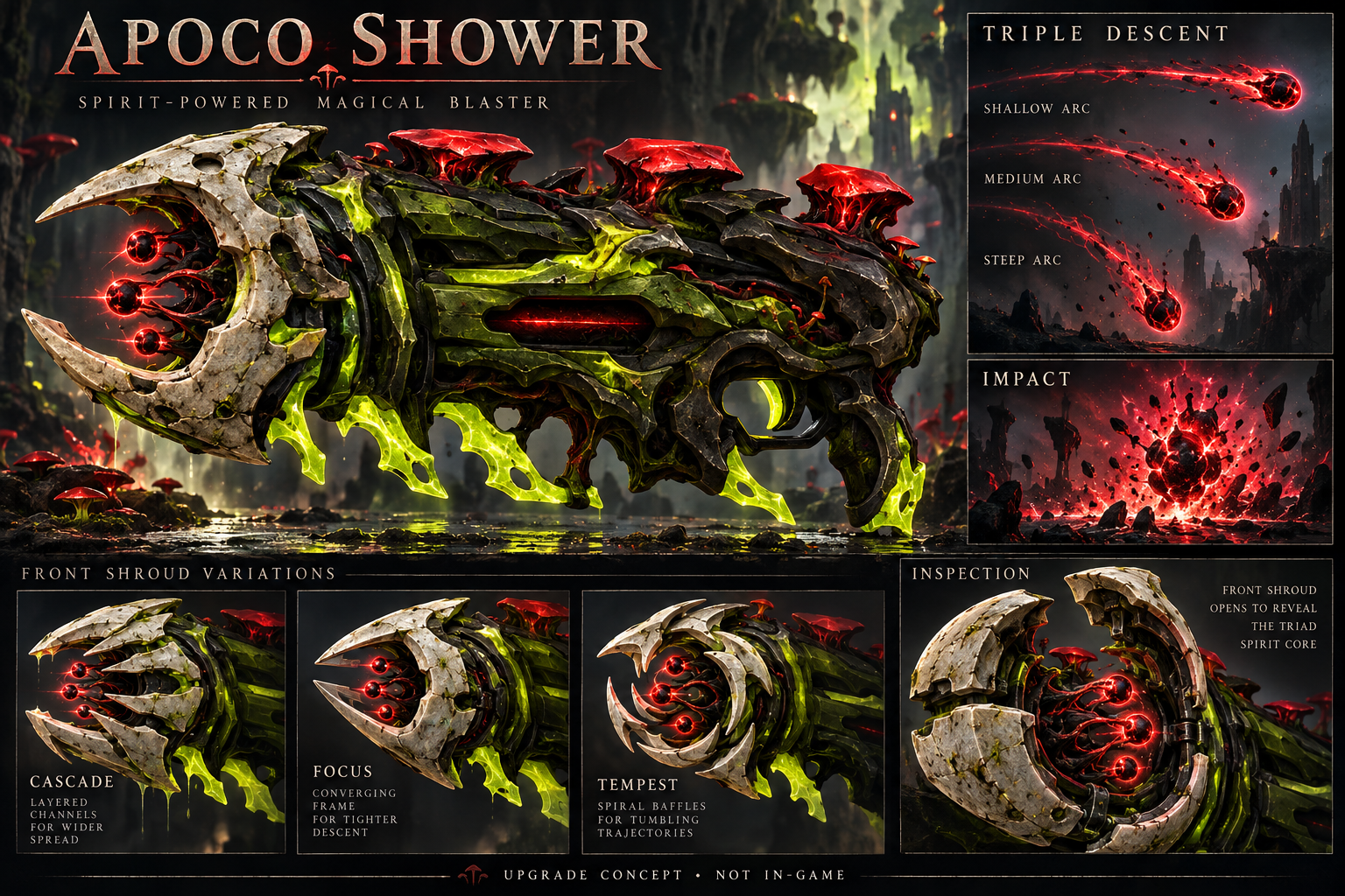 Apoco Shower concept, front-shroud variations and qualitative effect studies