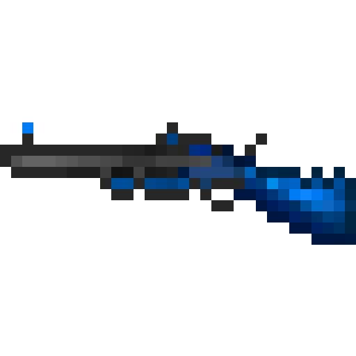 Released Blue Barrel sprite, enlarged with nearest-neighbor sampling
