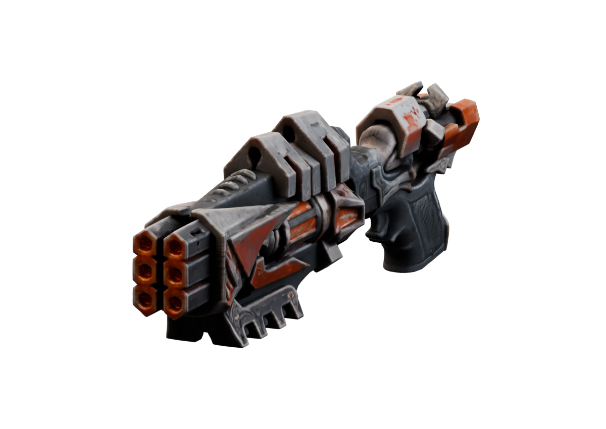 Generated Discharge mesh, rejected as the canonical weapon