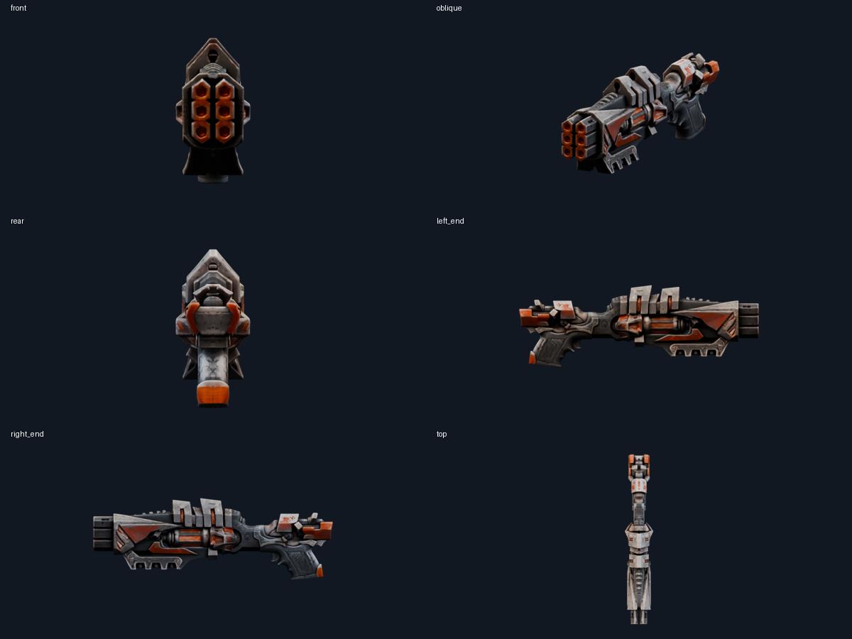 Six actual generated-mesh inspection views