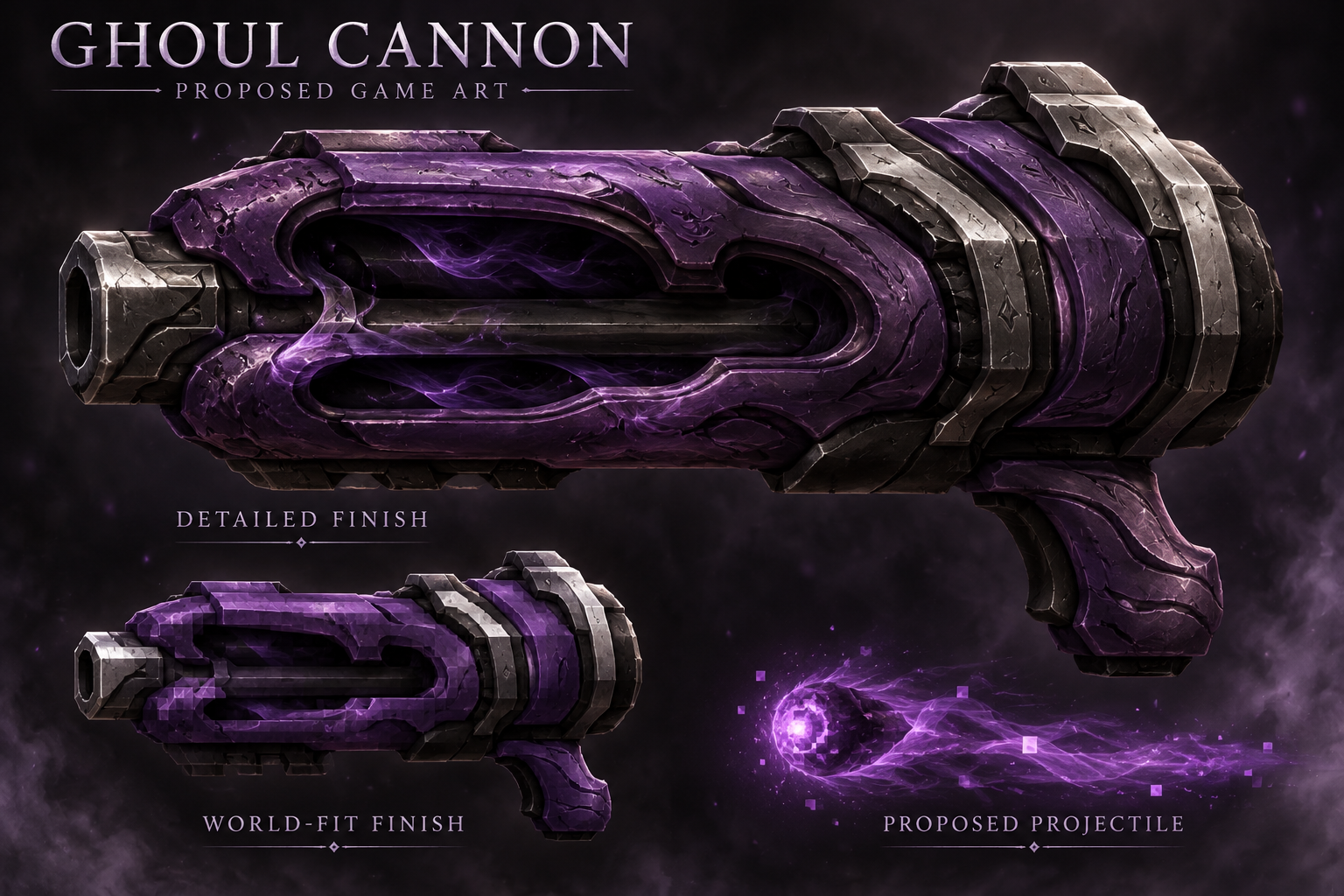 Detailed and world-fit Ghoul Cannon concept proposals