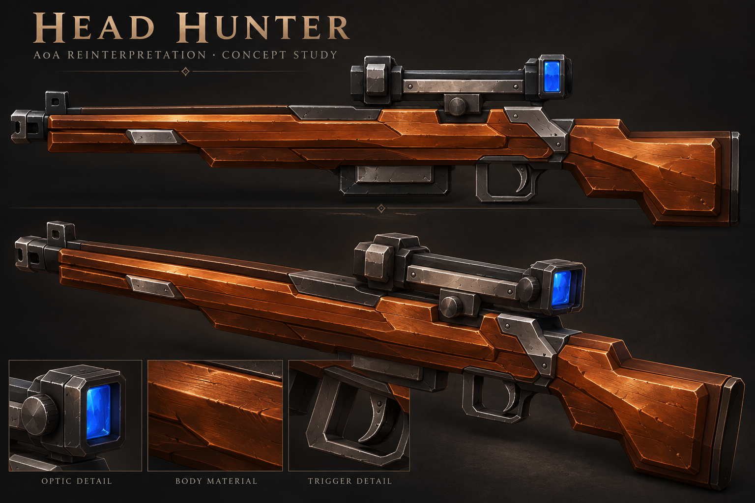 Head Hunter concept, warm panels and blue optic