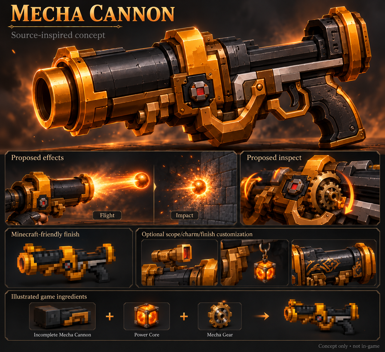Revised Mecha Cannon concept with separated flight and impact moments