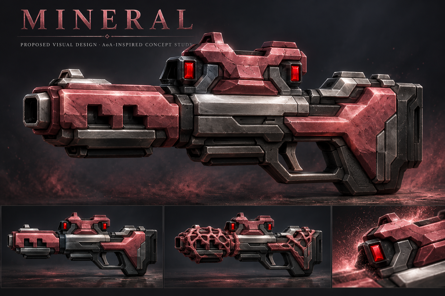 Mineral concept with original palette, compact side view and optional lattice study