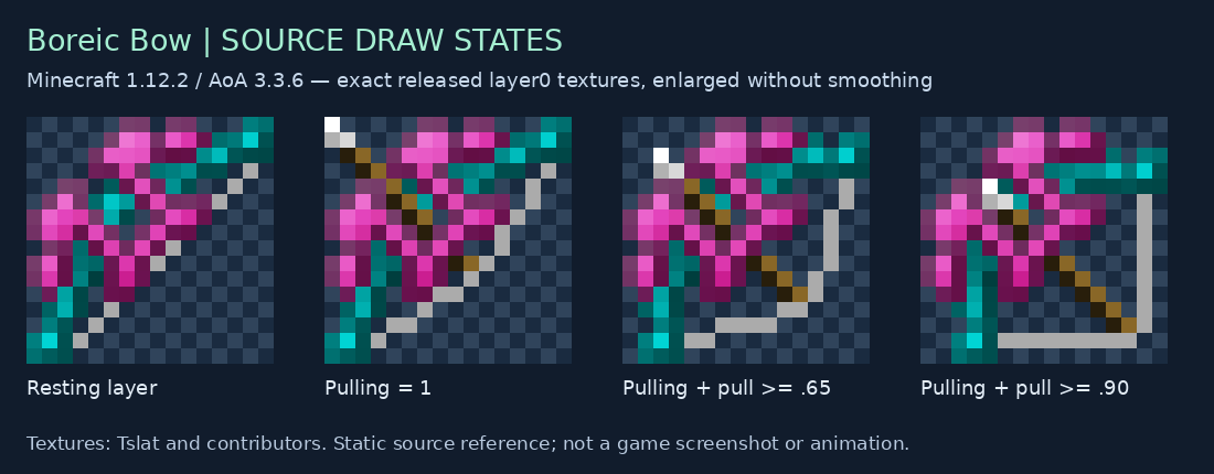 Boreic Bow resting and three draw override textures