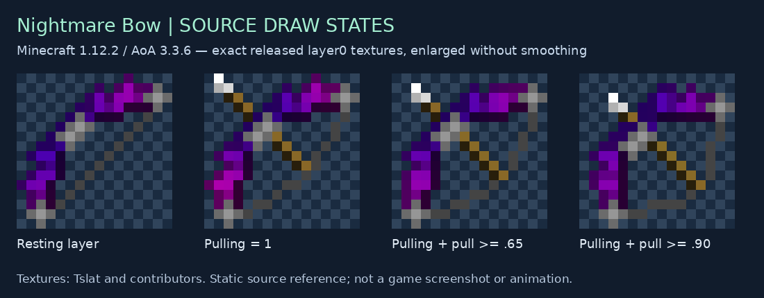 Nightmare Bow resting and three draw override textures