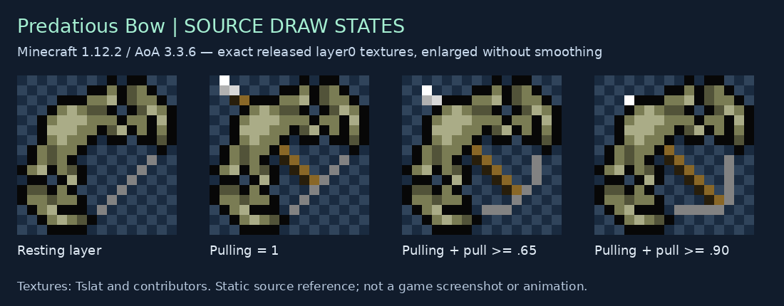 Predatious Bow resting and three draw override textures