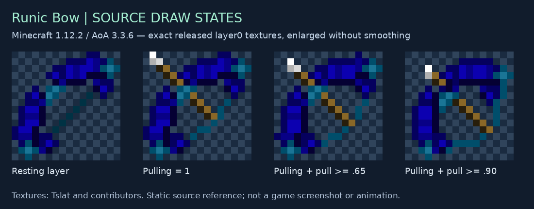 Runic Bow resting and three draw override textures