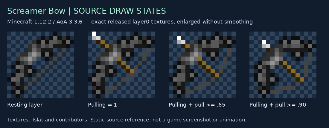 Screamer Bow resting and three draw override textures