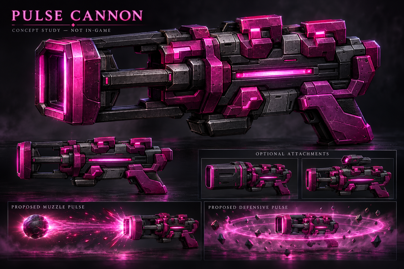 Pulse Cannon concept with proposed shot and defensive-pulse visuals