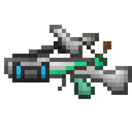 Exact released weapon sprite, nearest-neighbor enlarged
