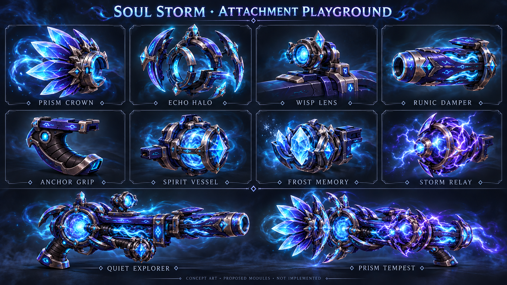 Soul Storm attachment concepts and two imagined loadouts