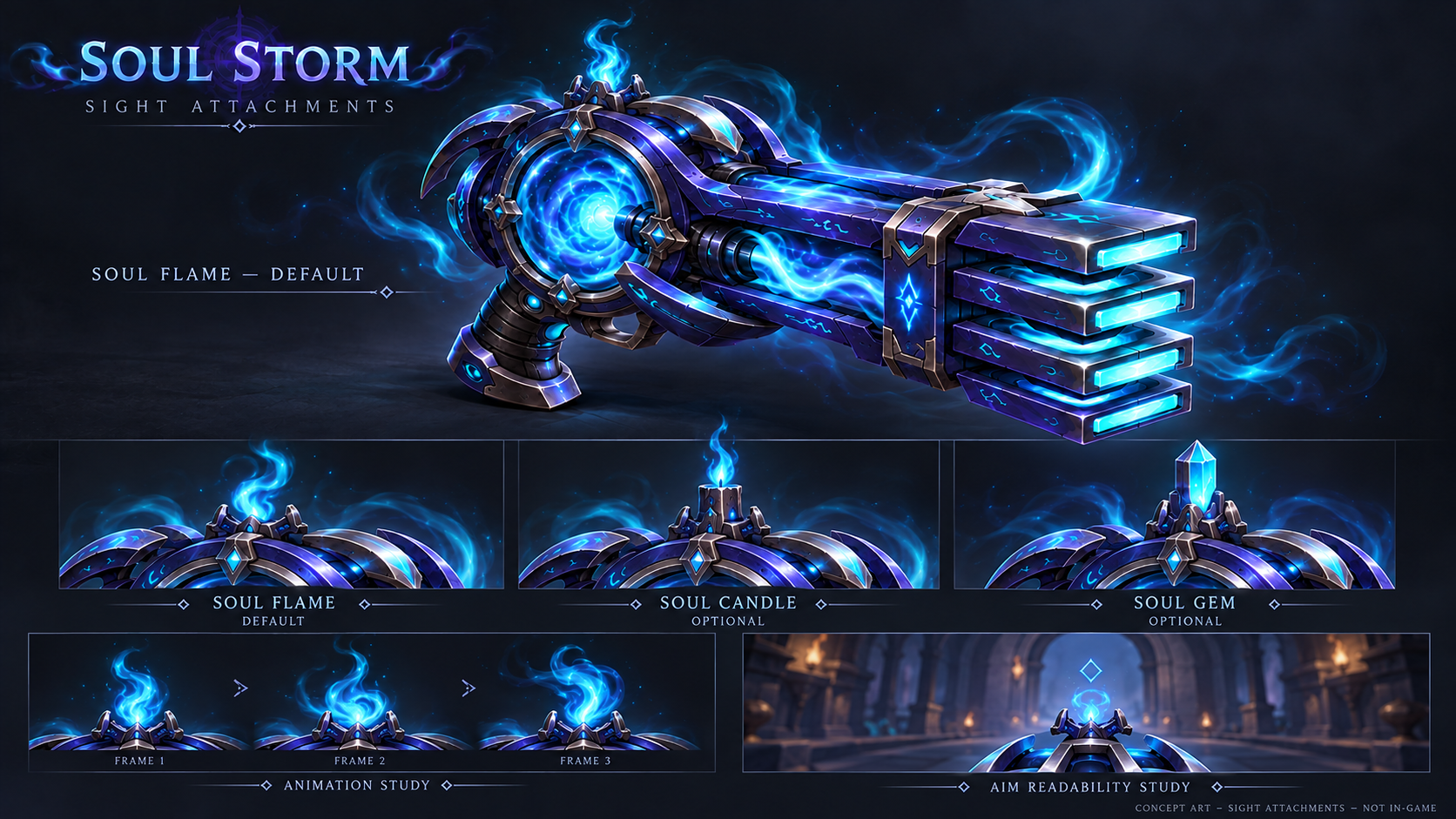 Soul Flame default; Soul Candle and Soul Gem optional