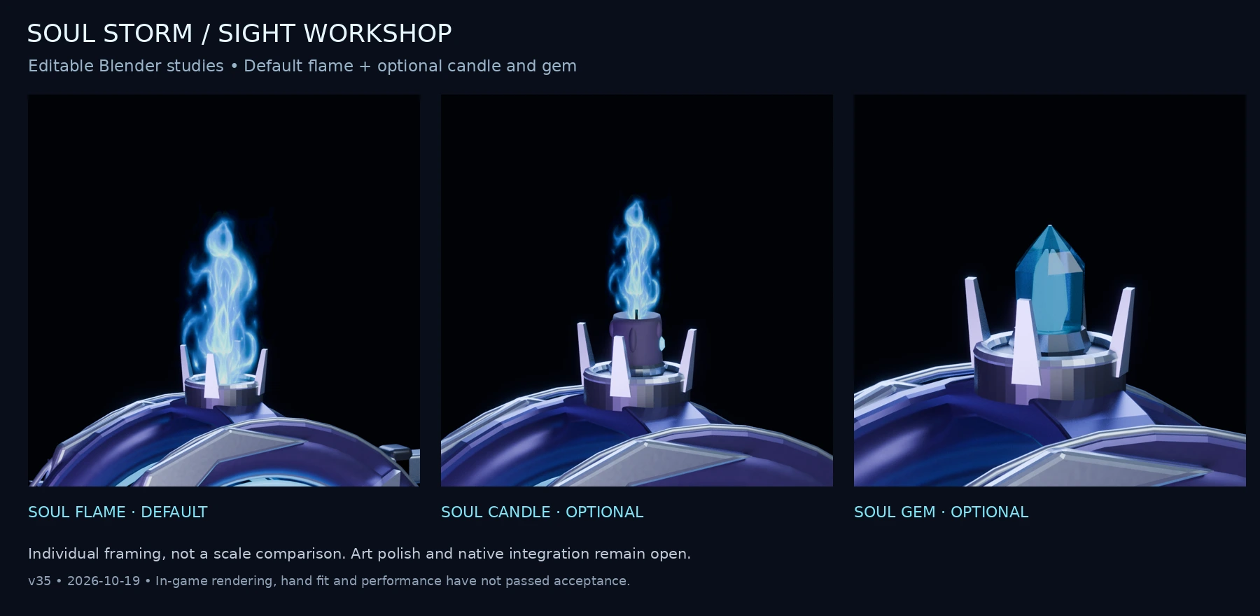 Default Soul Flame, optional Soul Candle and Soul Gem authoring closeups