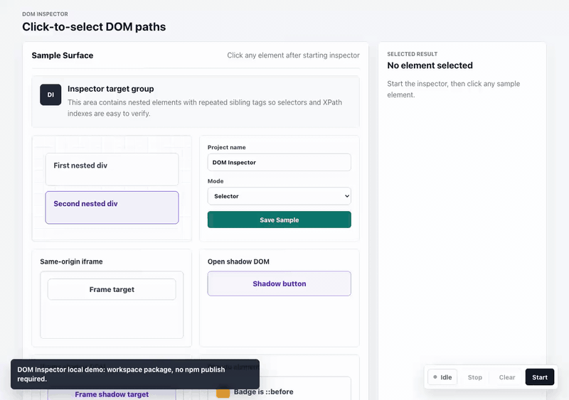 DOM Inspector demo video preview