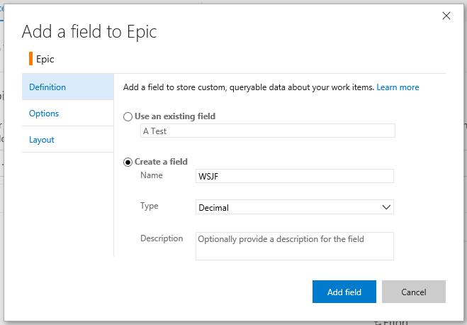 WSJF displaying on the work item form