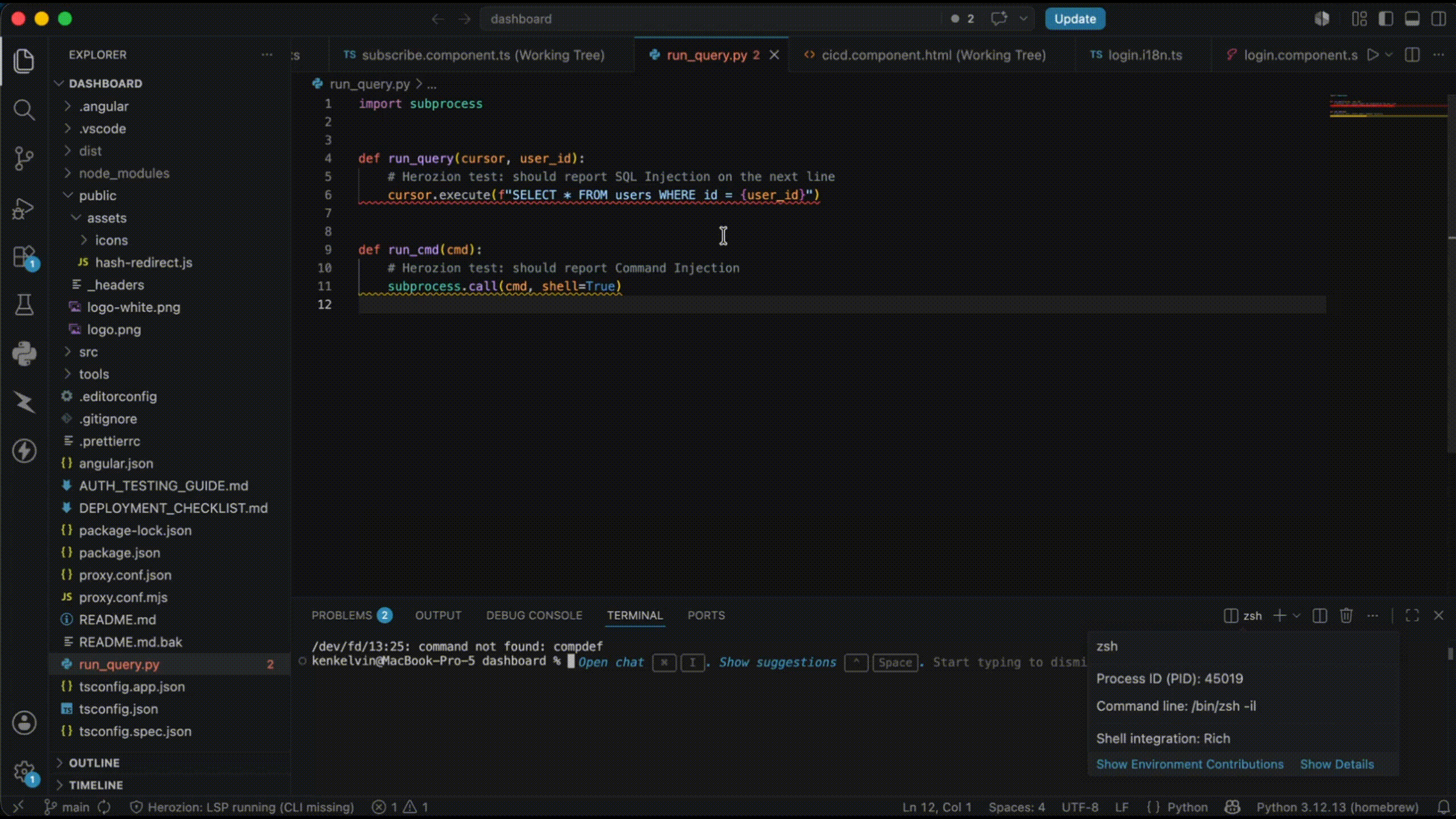 Herozion — real-time security diagnostics in VS Code and Cursor