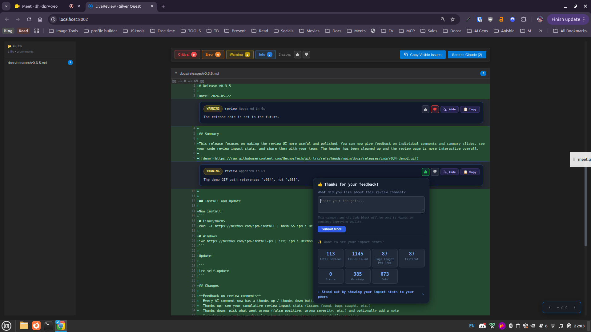 comment feedback