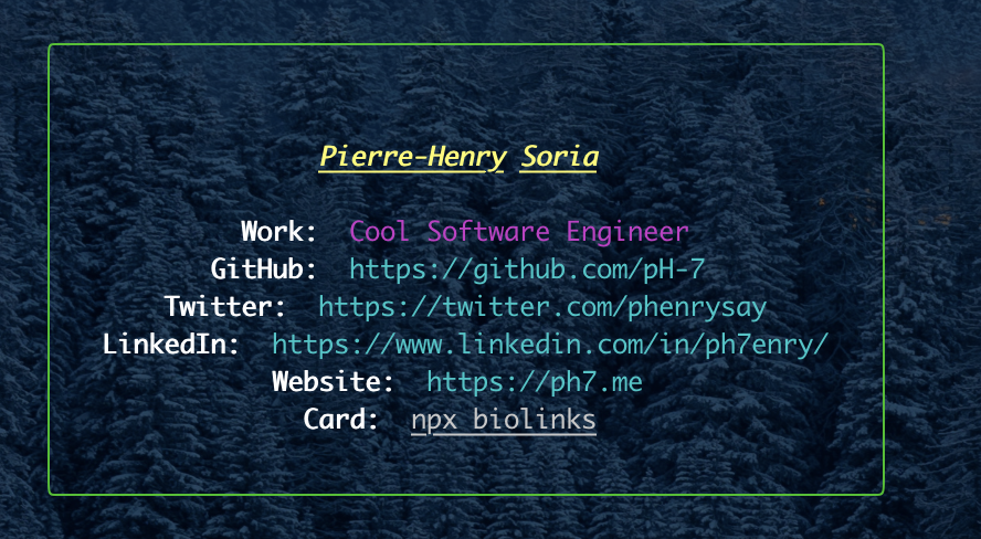My Business Card npm generator