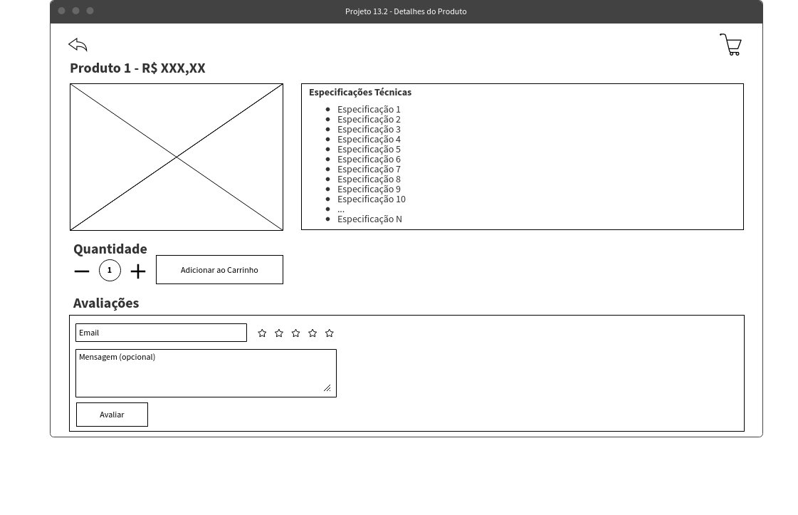 Tela - Detalhamento do produto com avaliações