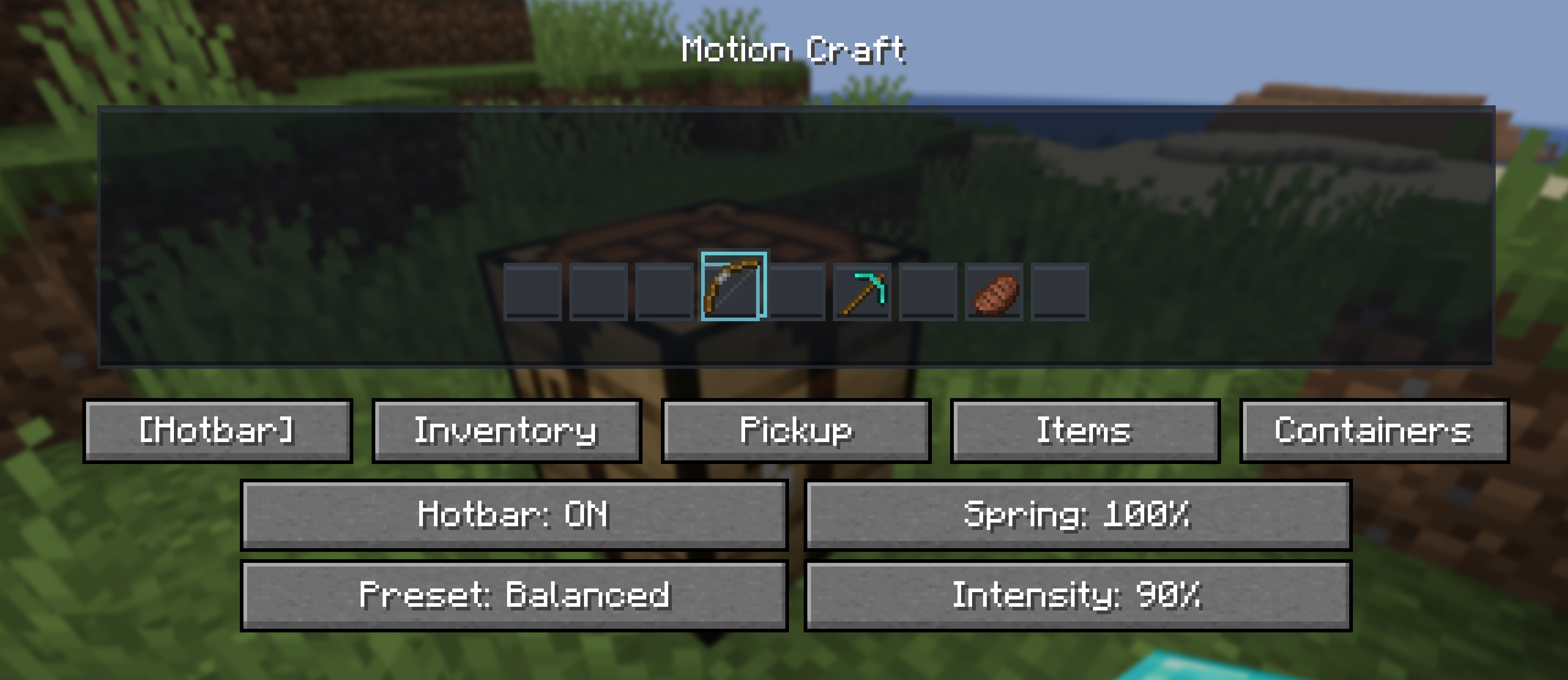 Motion Lab hotbar spring and intensity controls