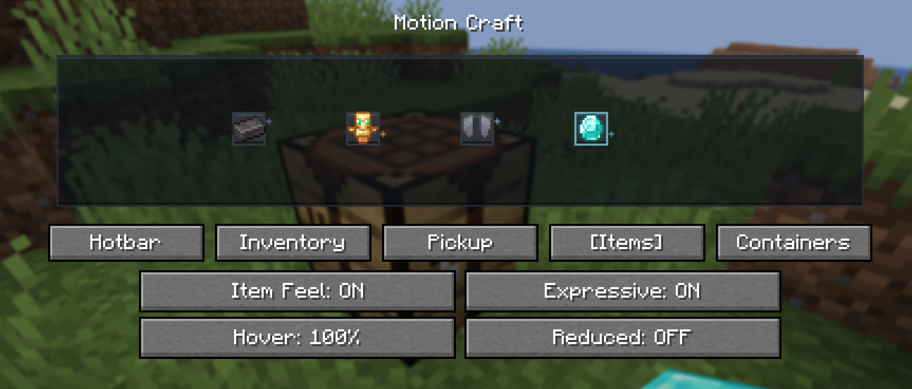 Motion Lab item-personality controls and live preview