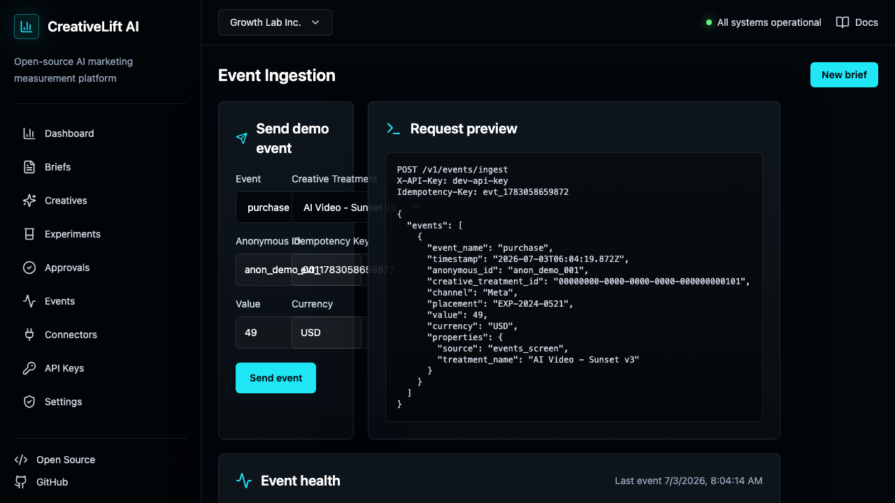 Event ingestion health with persisted data-quality trend